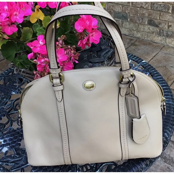 COACH PEYTON CARMEL BROWN DOME SATCHEL HANDBAG - Picture 1 of 10